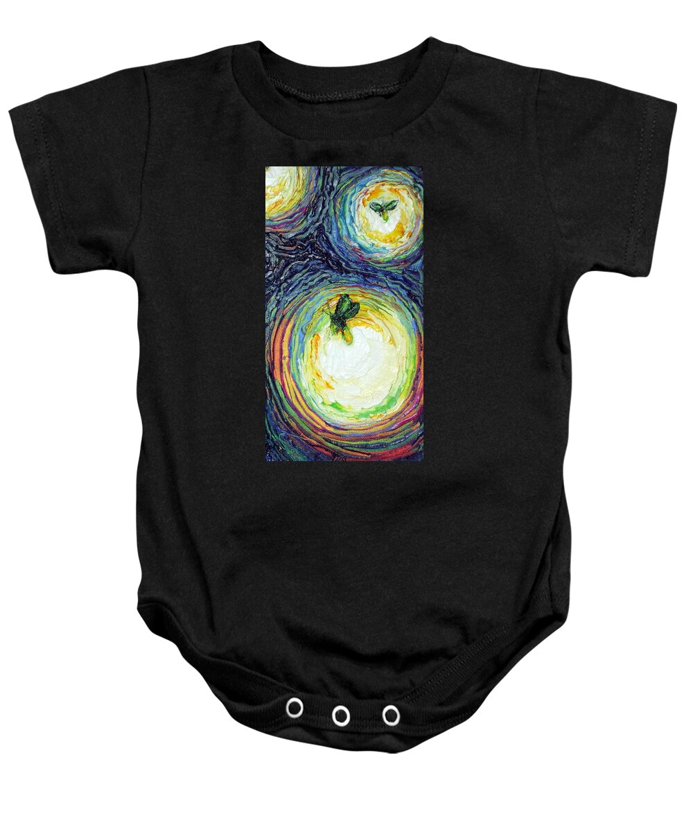 Firefly Baby Onesie featuring the painting Fireflies at Night II by Paris Wyatt Llanso