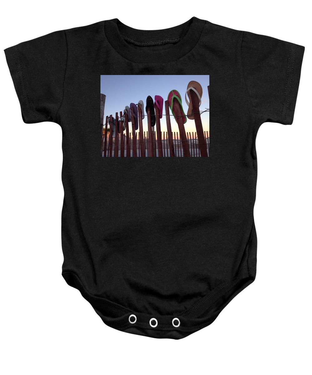 New Jersey Baby Onesie featuring the photograph Flip Flop Lost and Found by Kristopher Schoenleber