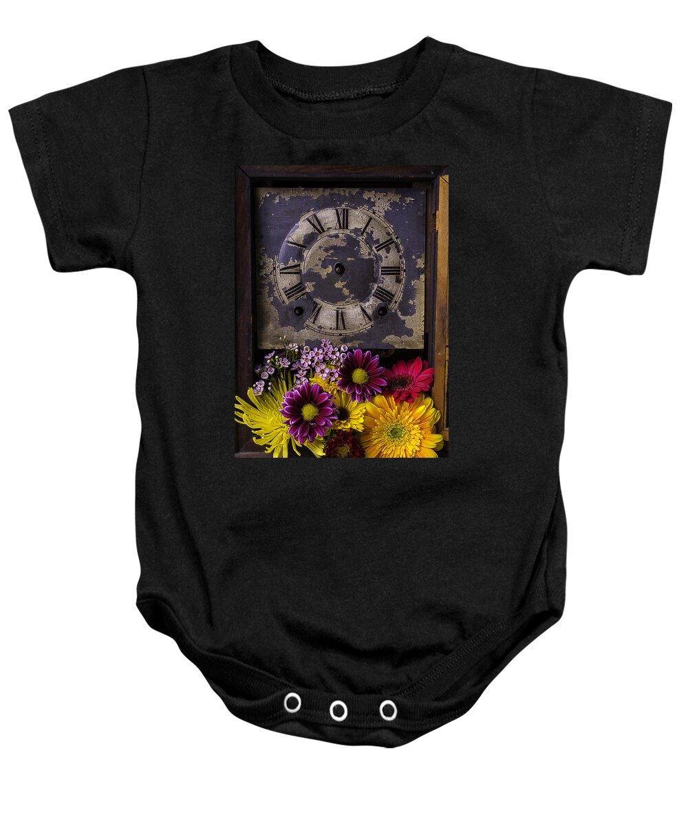 Daisy Flower Baby Onesie featuring the photograph Flower Clock by Garry Gay