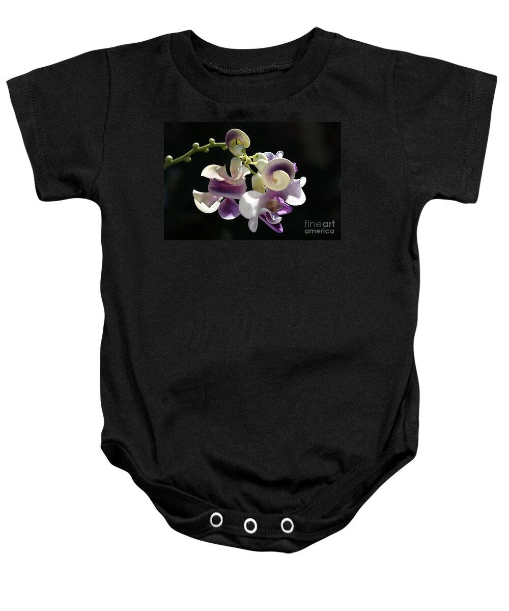 Corkscrew Flower Baby Onesie featuring the photograph Flower-snail Flower by Joy Watson