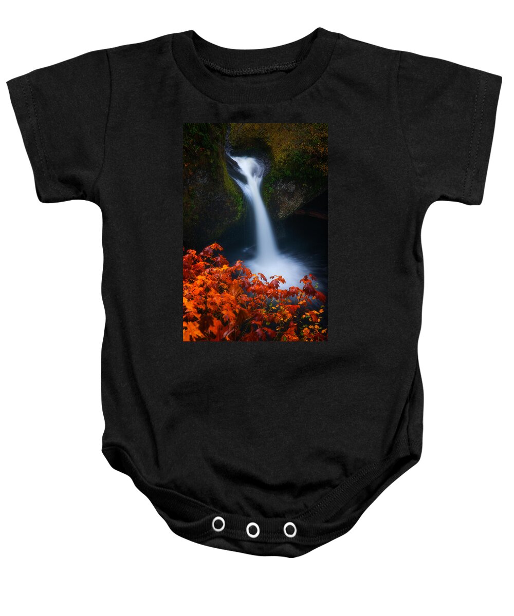 Waterfall Baby Onesie featuring the photograph Flowing into Fall by Darren White