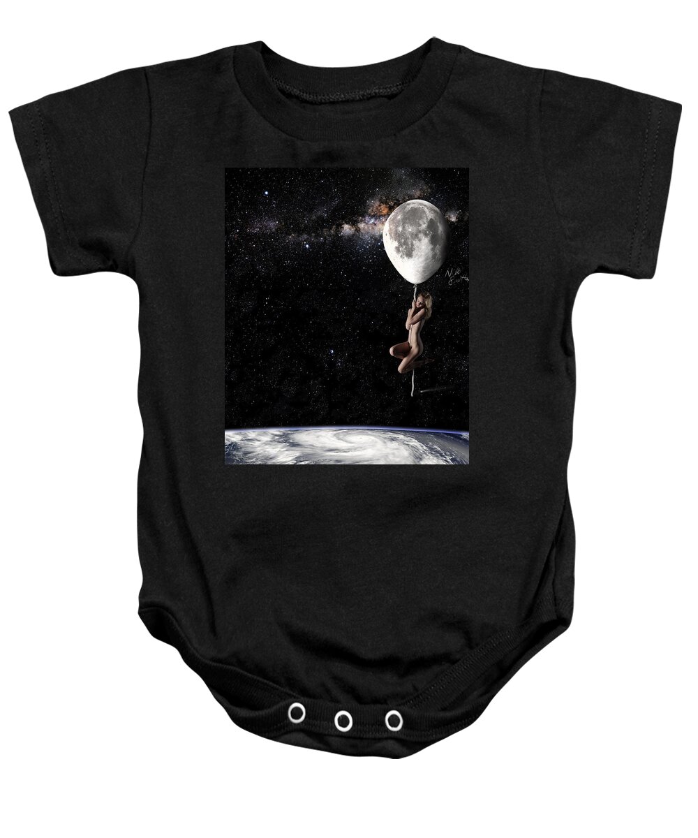 Moon Baby Onesie featuring the digital art Fly Me to the Moon by Nikki Marie Smith