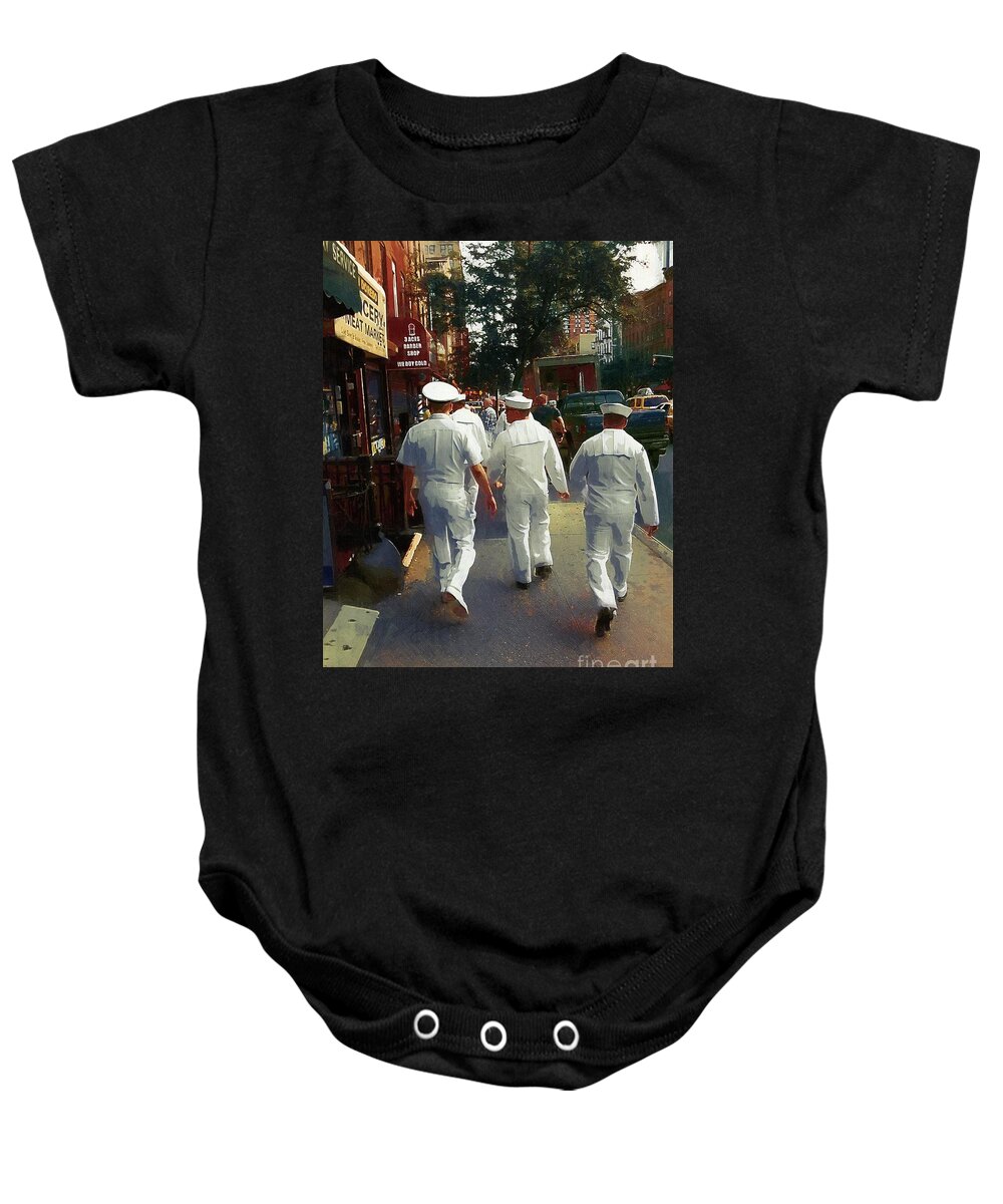 Sailors Baby Onesie featuring the painting Following the Fleet by RC DeWinter