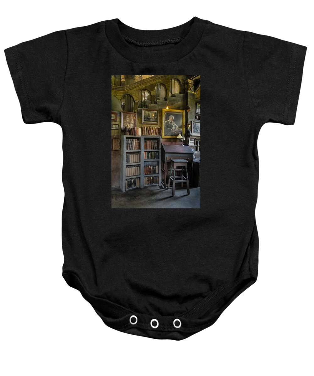 Byzantine Baby Onesie featuring the photograph Fonthill Castle Saloon by Susan Candelario