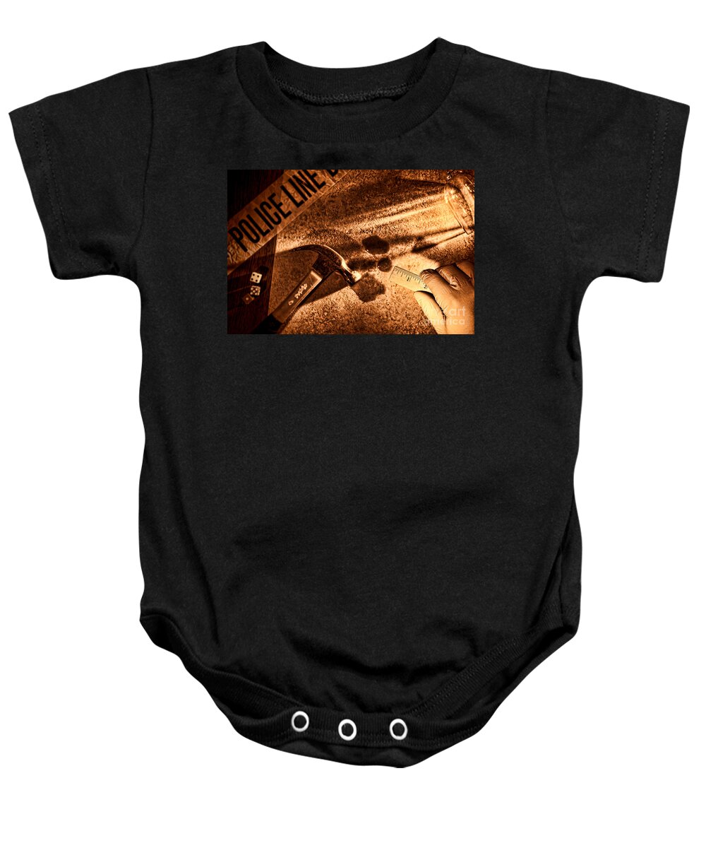 Forensic Baby Onesie featuring the photograph Forensic by Olivier Le Queinec