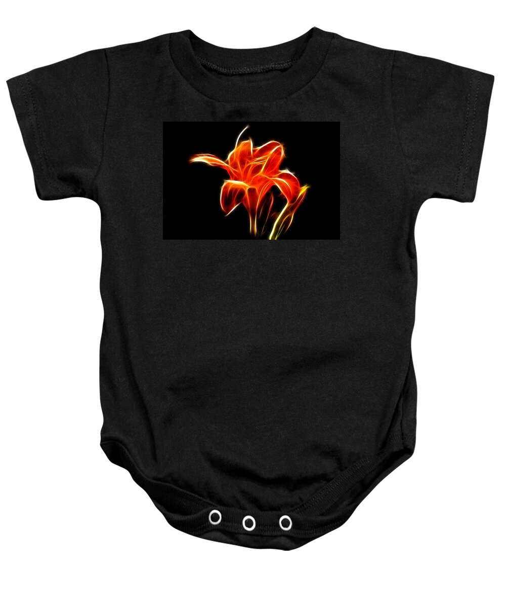 Flowers Baby Onesie featuring the Fractaled Lily by Bill Barber