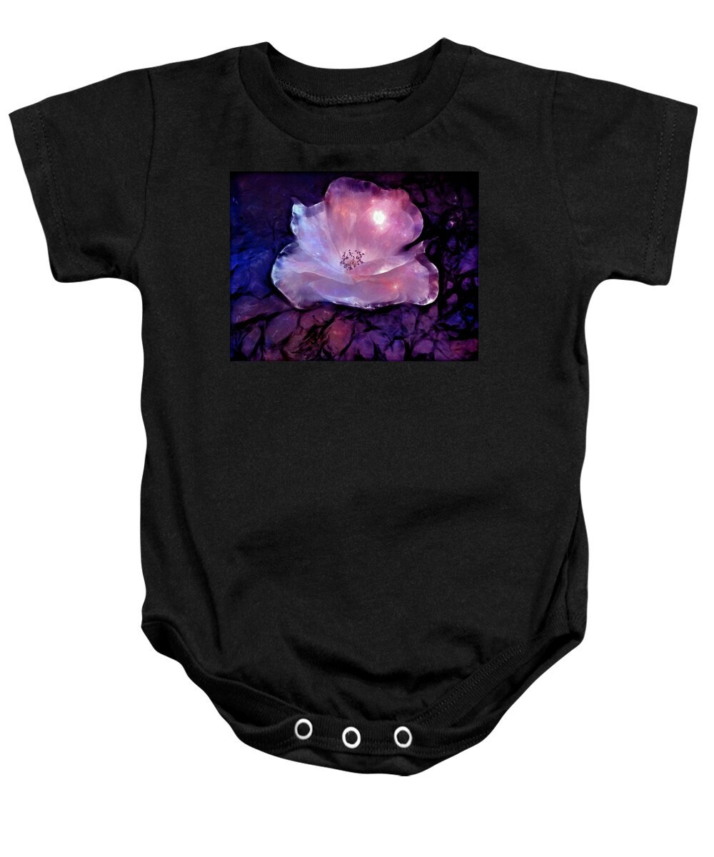 Rose Baby Onesie featuring the digital art Frozen Rose by Lilia D