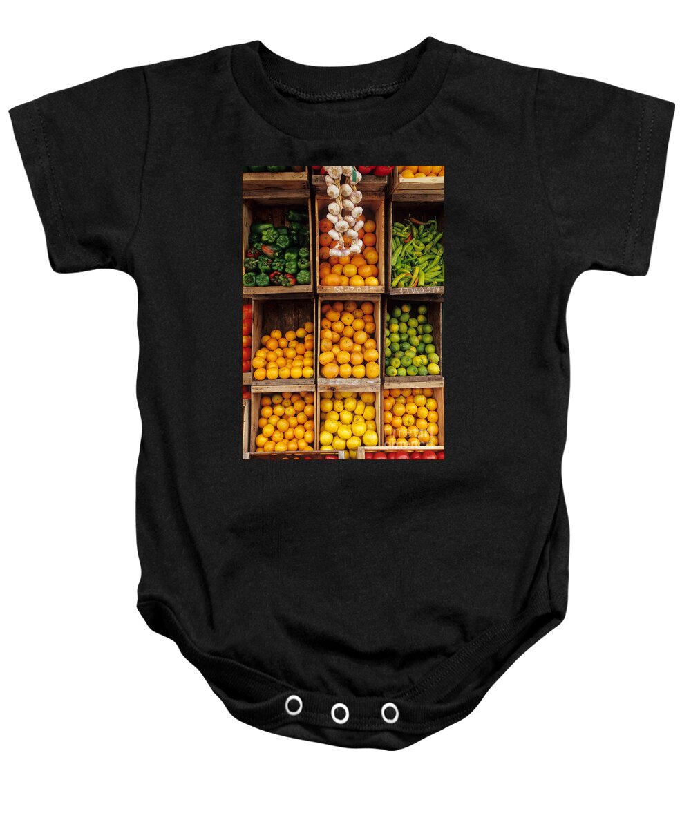 Street Market Baby Onesie featuring the photograph Fruits And Vegetables In Open-air Market by William H. Mullins