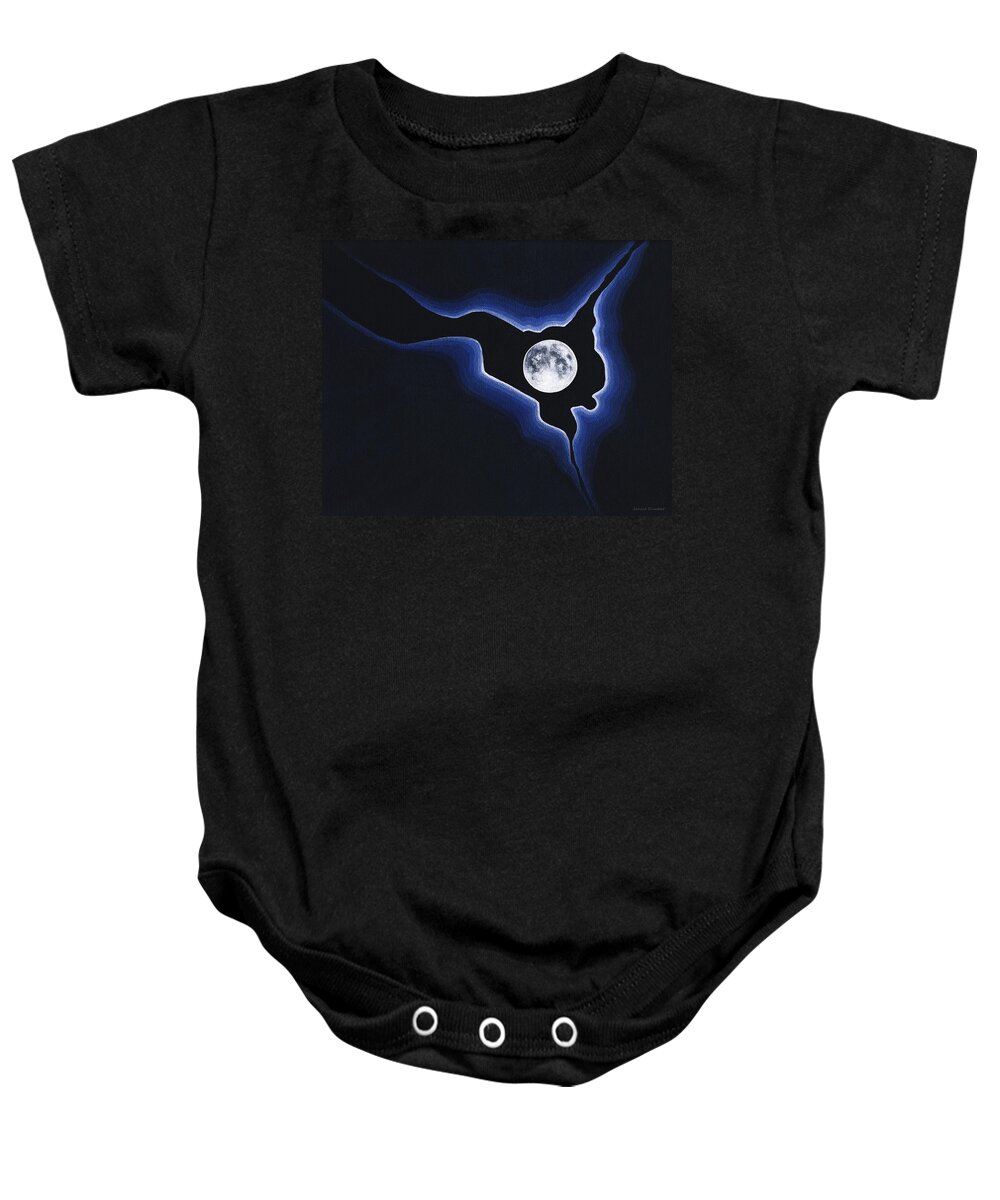 Moon Baby Onesie featuring the painting Full Moon Silver Lining by Janice Dunbar