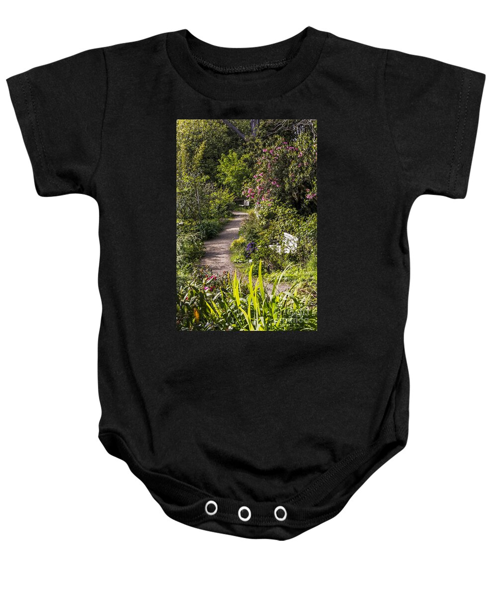 32-bit Baby Onesie featuring the photograph Garden Benches by Kate Brown