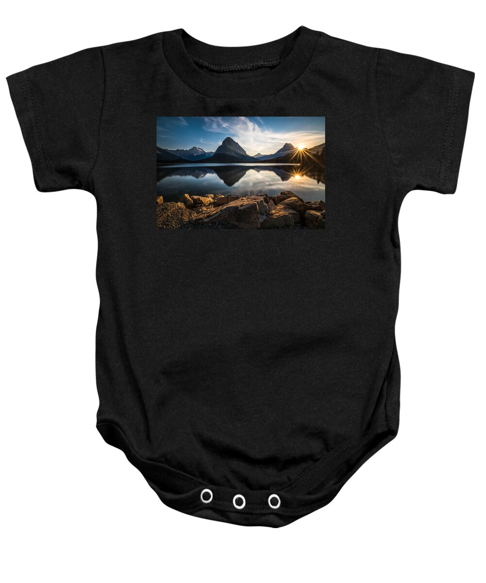 Glacierglacier National Parklakemontanamountains Sunsetreflection Landscape Baby Onesie featuring the photograph Glacier National Park by Larry Marshall