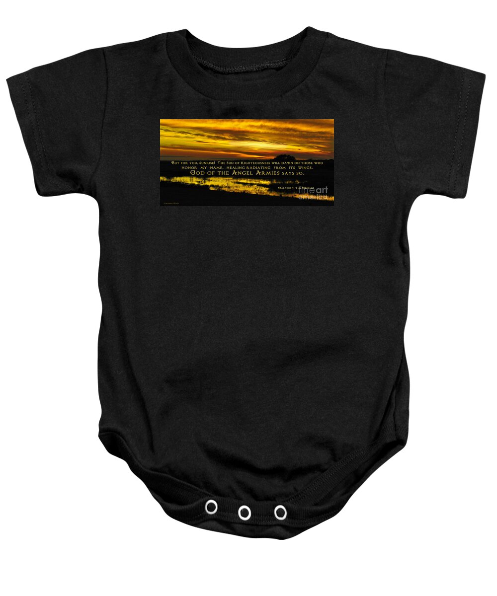 God Of Angel Armies Baby Onesie featuring the painting God of Angel Armies by Constance Woods