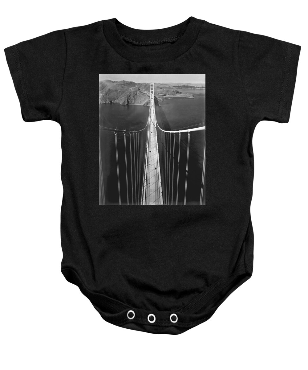 1930's Baby Onesie featuring the photograph Golden Gate Bridge In 1937 by Underwood Archives