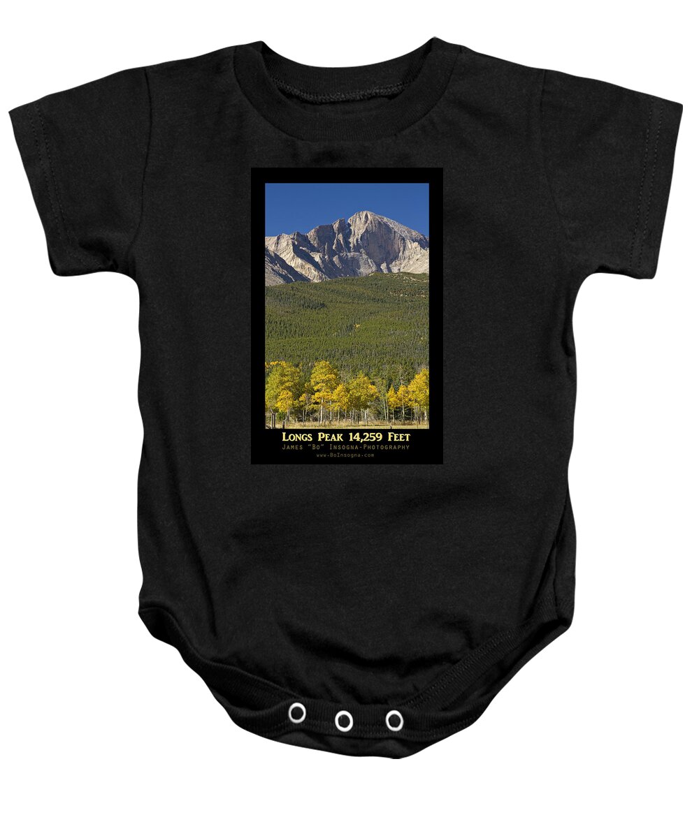 Colorado Baby Onesie featuring the photograph Golden Longs Peak 14259 Poster by James BO Insogna