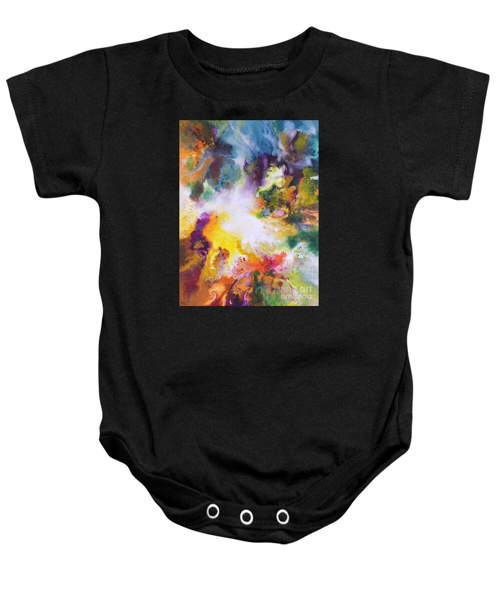 Fluid Baby Onesie featuring the painting Gossamer by Sally Trace