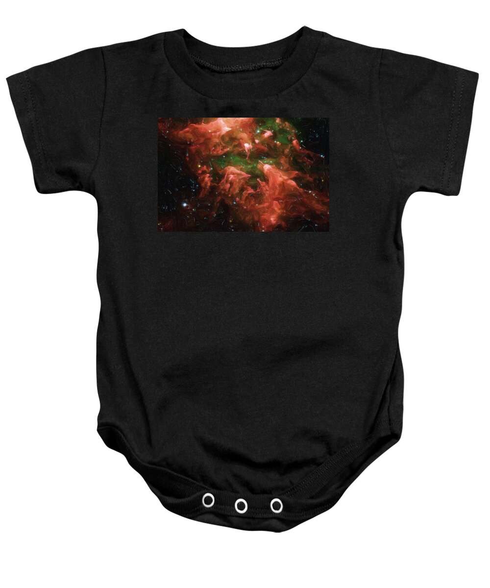 Nebula Baby Onesie featuring the painting Great Nebula in Carina by Inspirowl Design