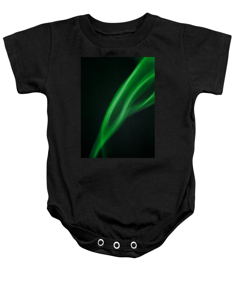 Smoke Abstract Baby Onesie featuring the photograph Green smoke abstract by Michalakis Ppalis