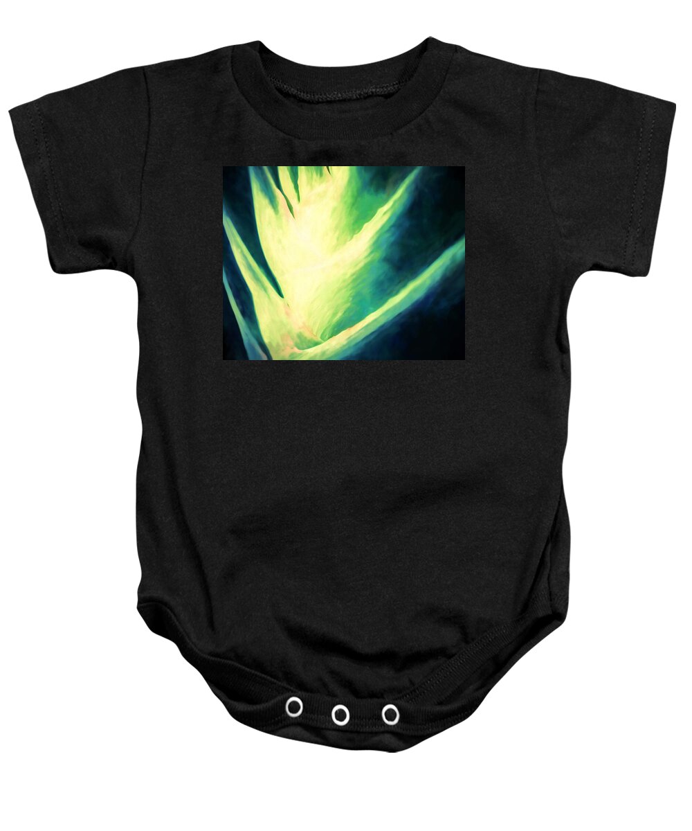 Green Succulent Baby Onesie featuring the mixed media Green Succulent Art By Priya Ghose by Priya Ghose