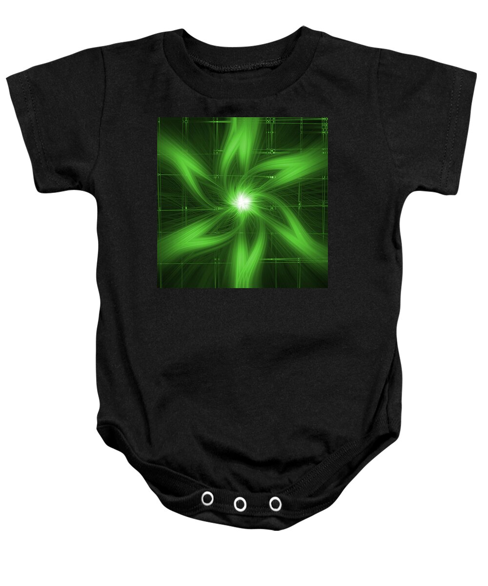 Green Baby Onesie featuring the digital art Green Swirl by Maggy Marsh