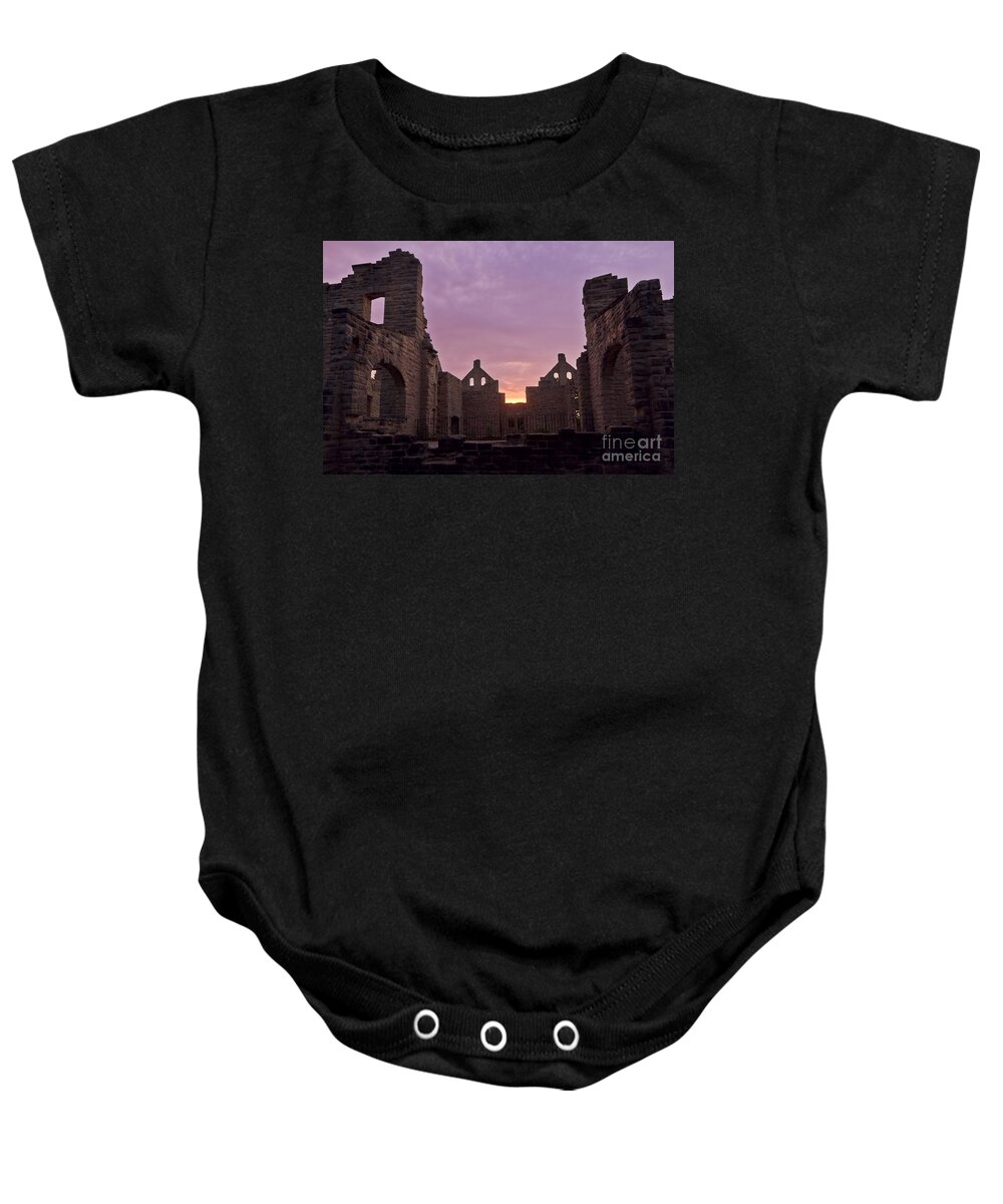 Lake Of The Ozarks Baby Onesie featuring the photograph Ha Ha Tonka at Sunrise by Dennis Hedberg
