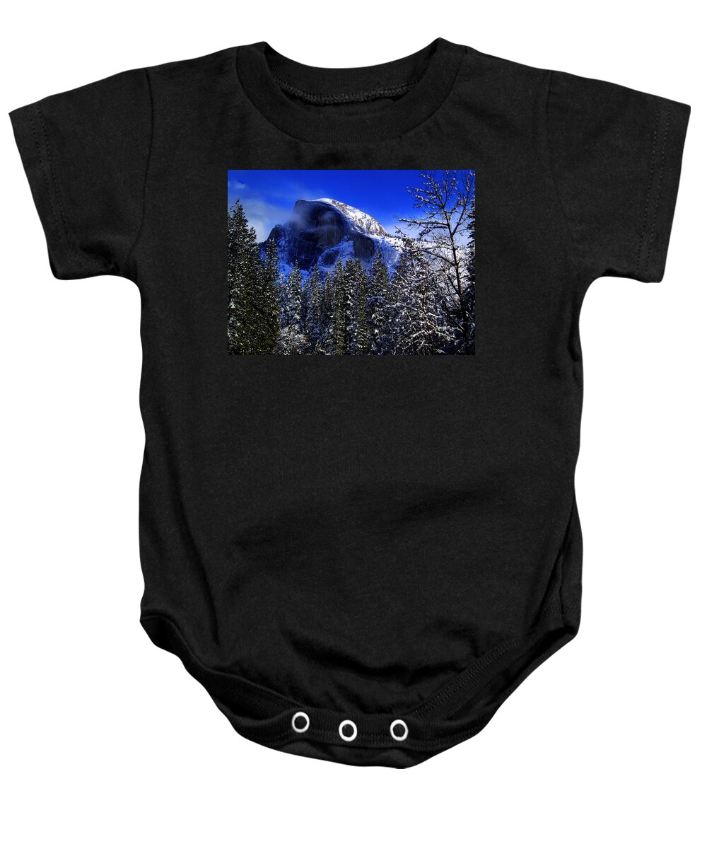 Yosemite Baby Onesie featuring the photograph Half Dome Clearing by Bill Gallagher