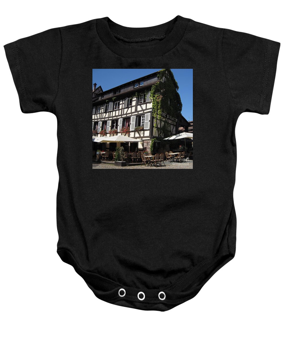 Timber Baby Onesie featuring the photograph Half-Timbered House in Strasbourg 2 by Amanda Mohler