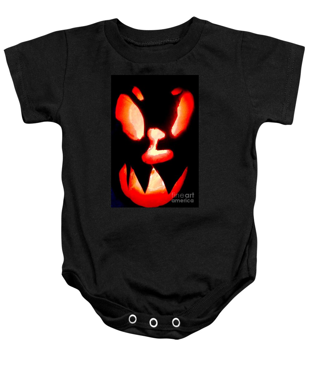 Halloween Baby Onesie featuring the photograph Halloween - Carved Pumpkin by Cristina Stefan