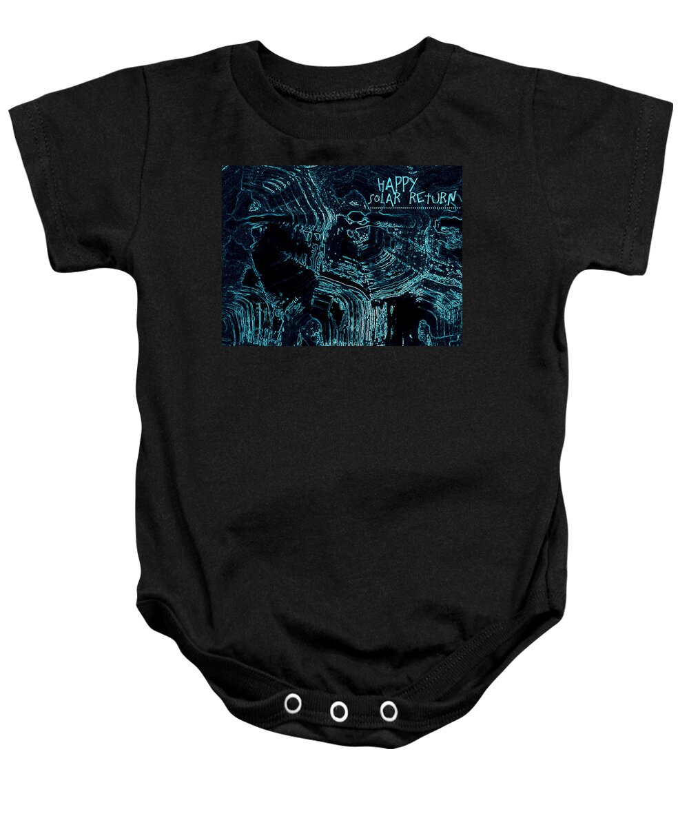 Tortoise Shell Design Baby Onesie featuring the digital art Happy Solar Return Turquoise by Cleaster Cotton
