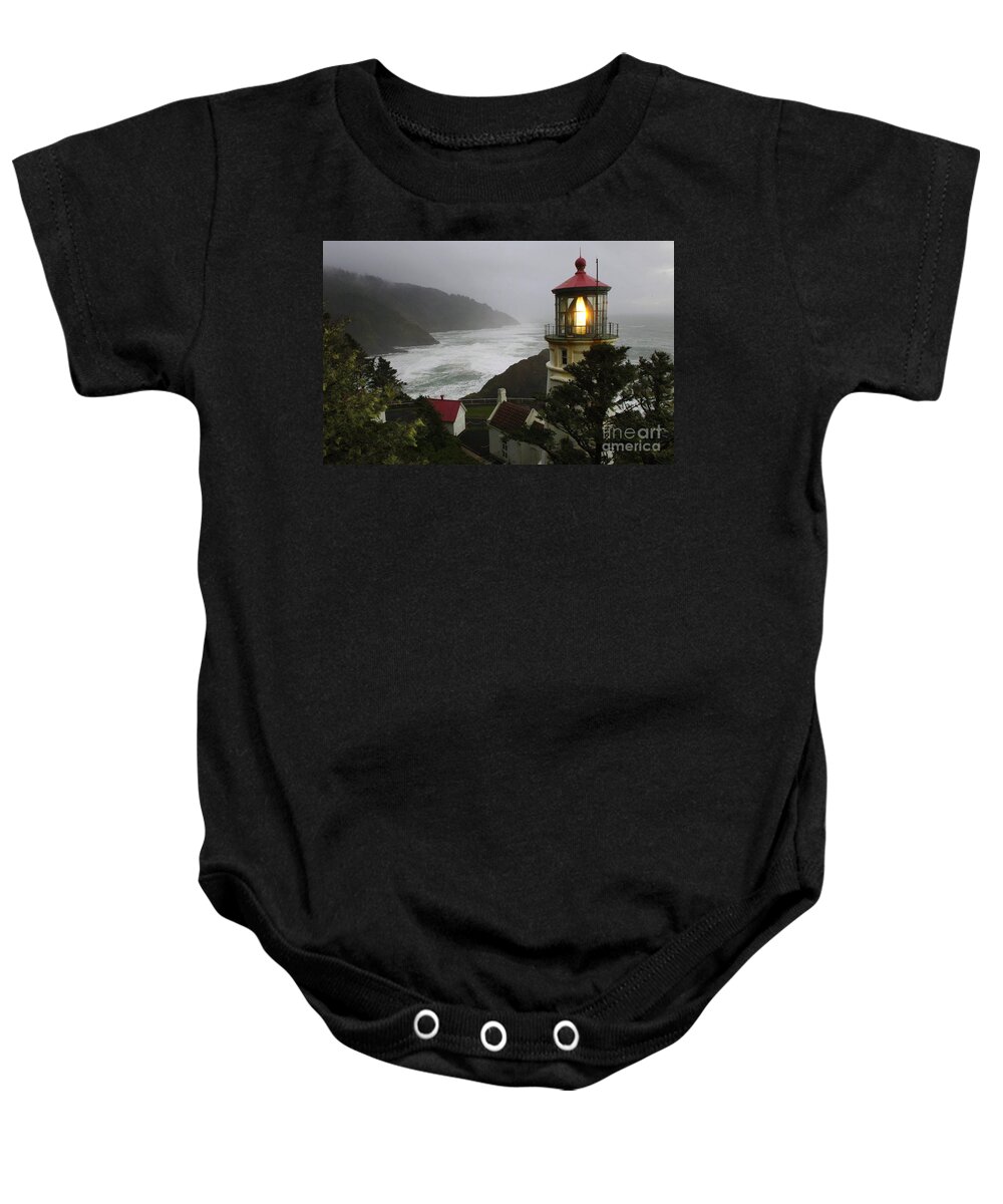 Lighthouse Baby Onesie featuring the photograph Heceta Head Lighthouse 1 by Bob Christopher