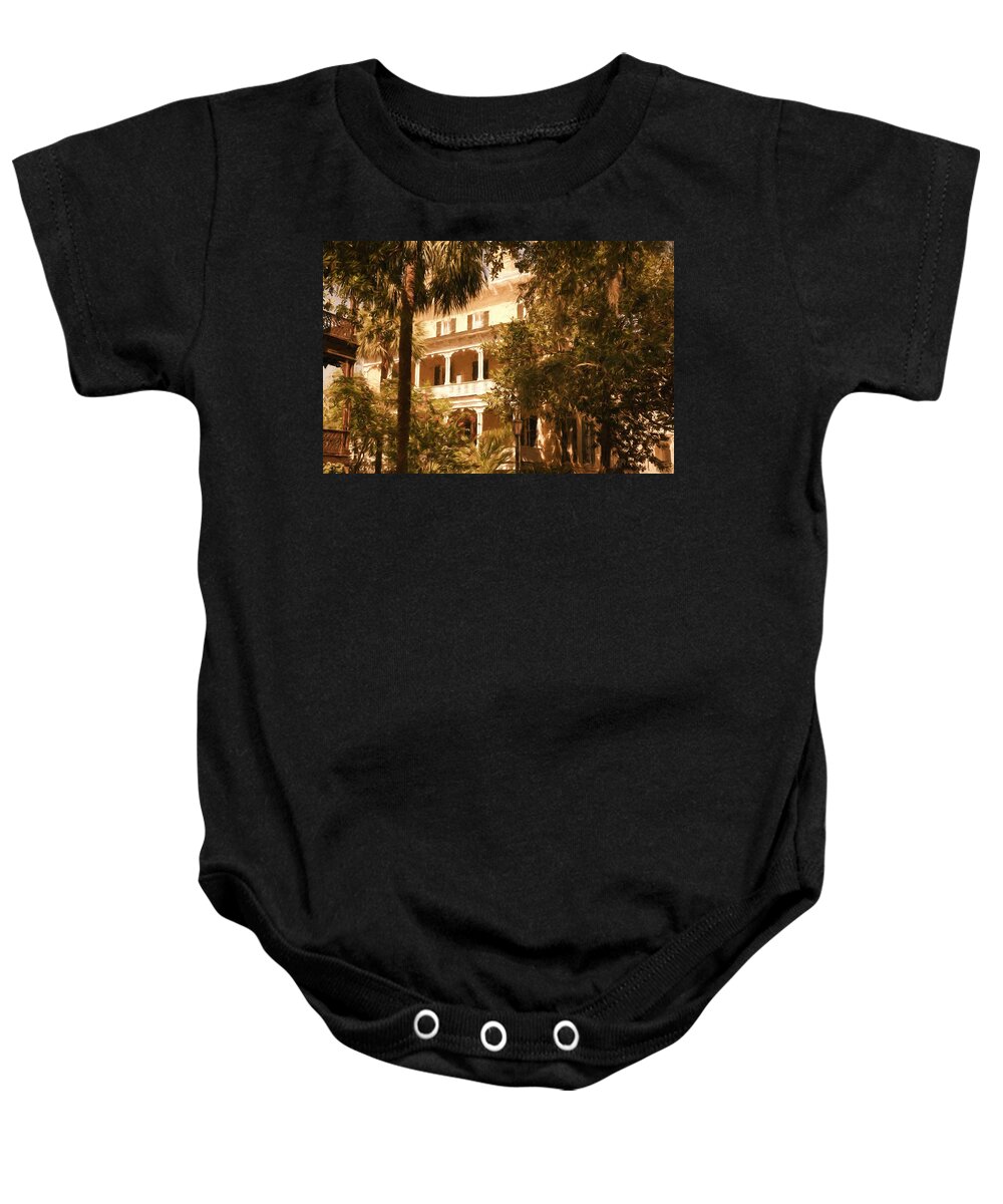 Savannah Baby Onesie featuring the photograph Historic House by Bill Howard