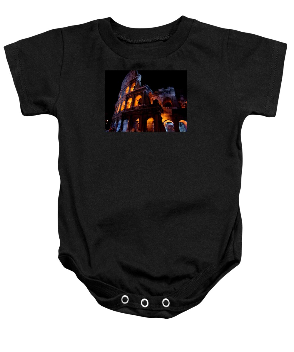 Colosseum Baby Onesie featuring the photograph Historical shapes in the night by Alessandro Della Pietra