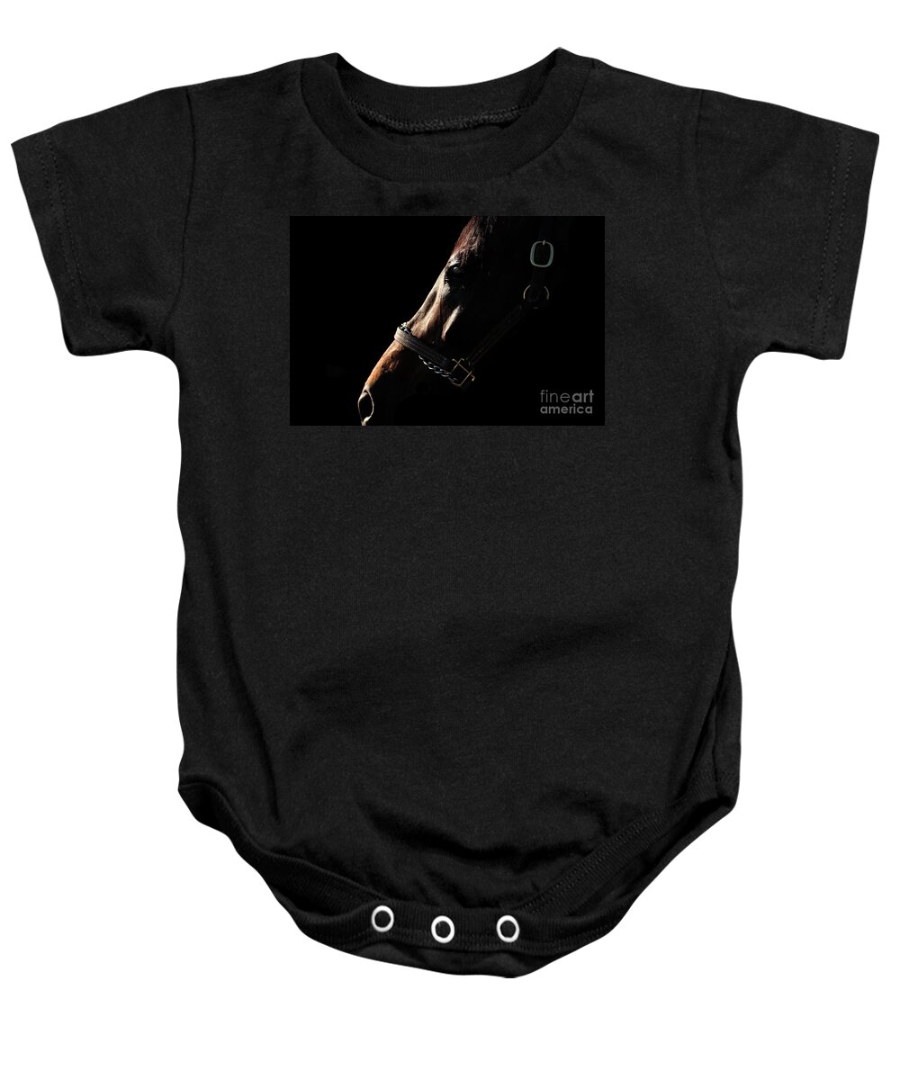Horse Baby Onesie featuring the photograph Horse in the Shadows by Janice Byer
