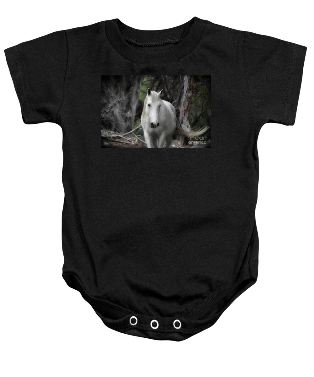 Horse Baby Onesie featuring the photograph Horse With No Name by Peggy Franz