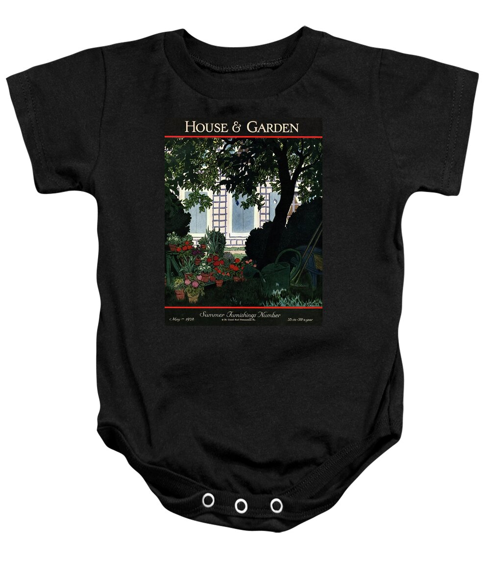 House And Garden Baby Onesie featuring the photograph House And Garden Summer Furnishings Number Cover by Pierre Brissaud