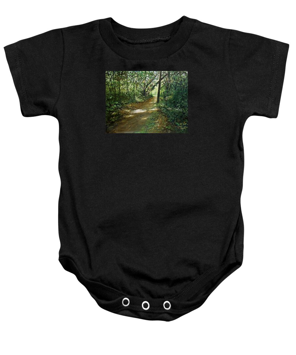 Landscape Baby Onesie featuring the painting In And Out Of The Shadows by William Brody