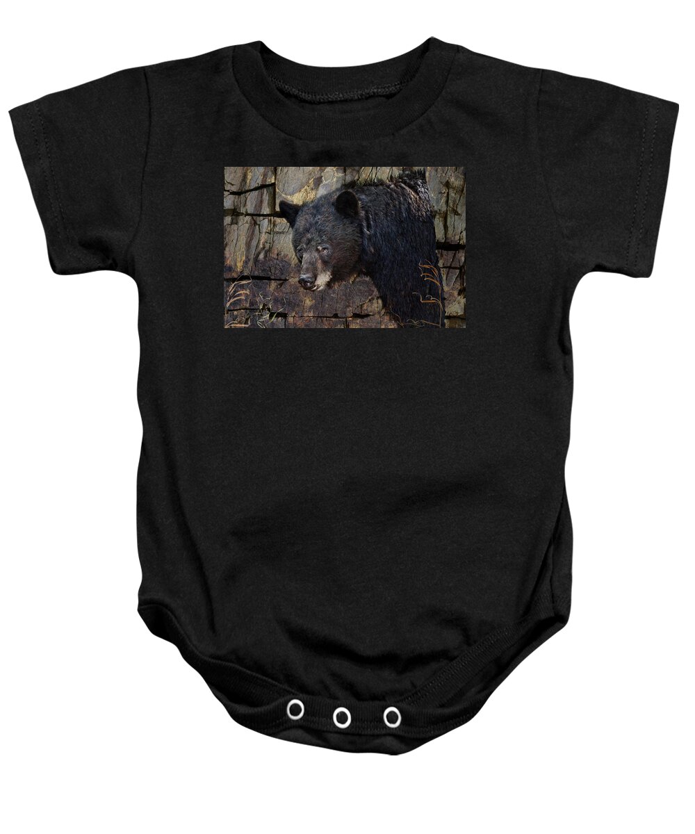 Black Bear Baby Onesie featuring the photograph Inconspicuous Bear by Ed Hall