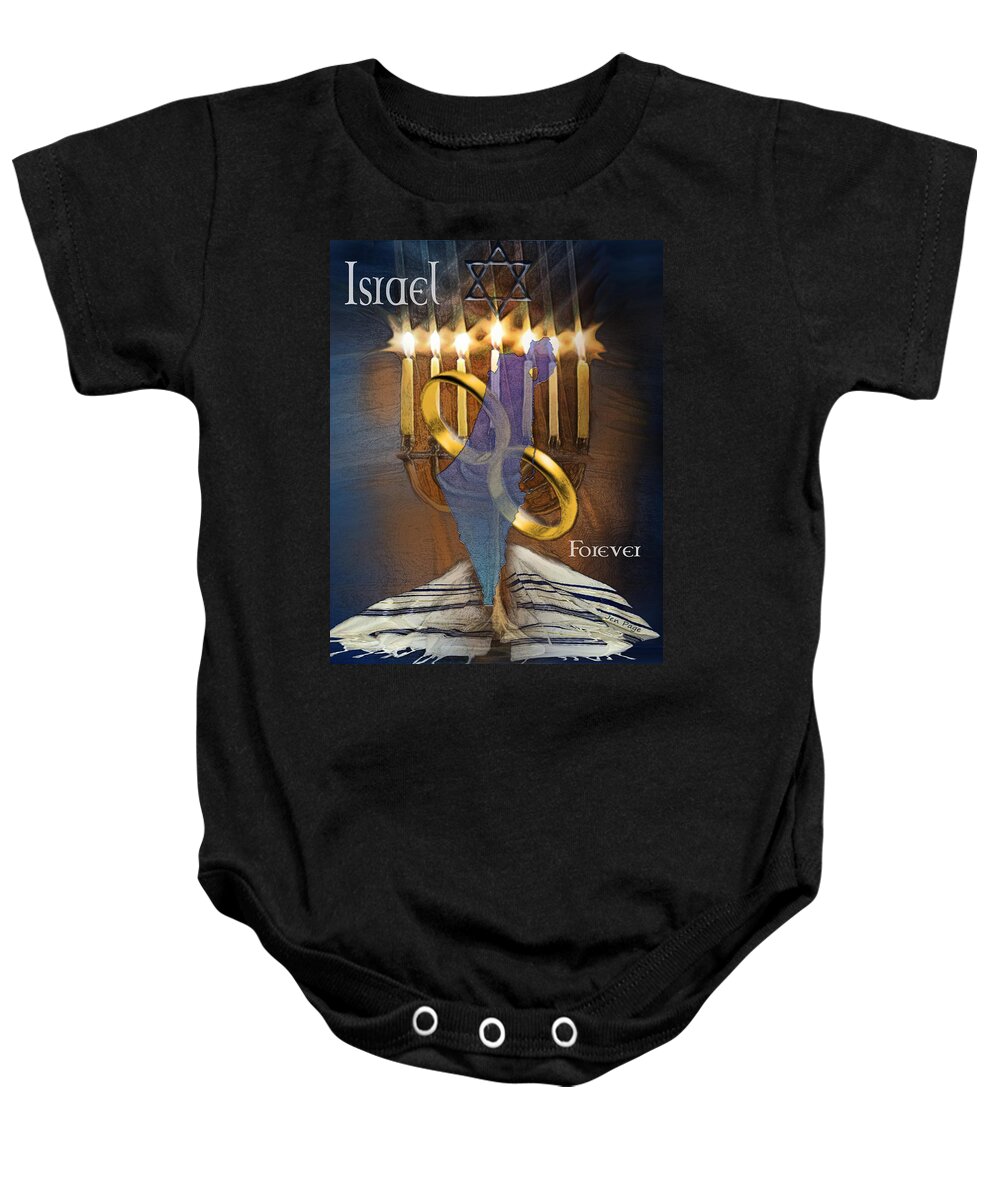 Israel Forever Baby Onesie featuring the painting Israel Forever by Jennifer Page