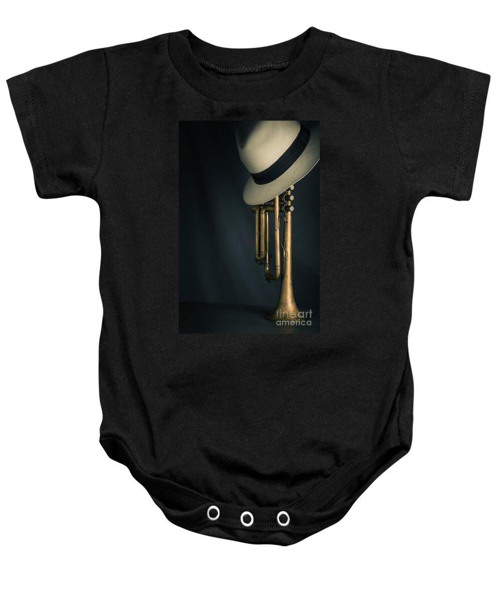 Blues Baby Onesie featuring the photograph Jazz Trumpet by Carlos Caetano