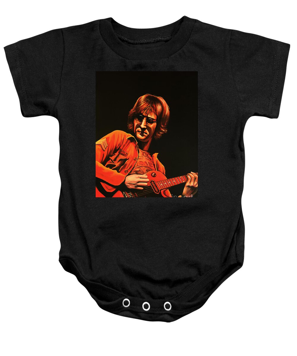 John Lennon Baby Onesie featuring the painting John Lennon Painting by Paul Meijering
