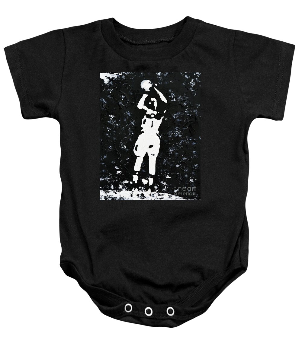 Indiana Basketball Baby Onesie featuring the painting Jump Shot by Alys Caviness-Gober