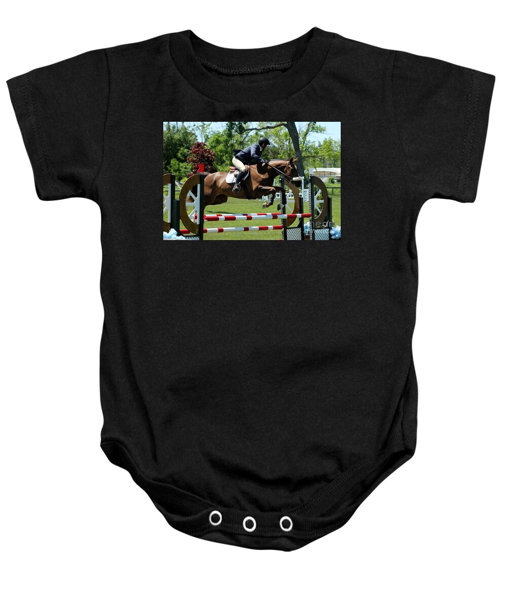 Equestrian Baby Onesie featuring the photograph Jumper101 by Janice Byer