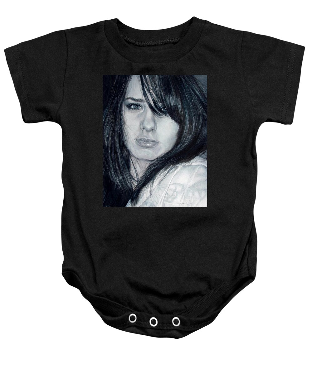 Girl Baby Onesie featuring the drawing Just Me by Shana Rowe Jackson