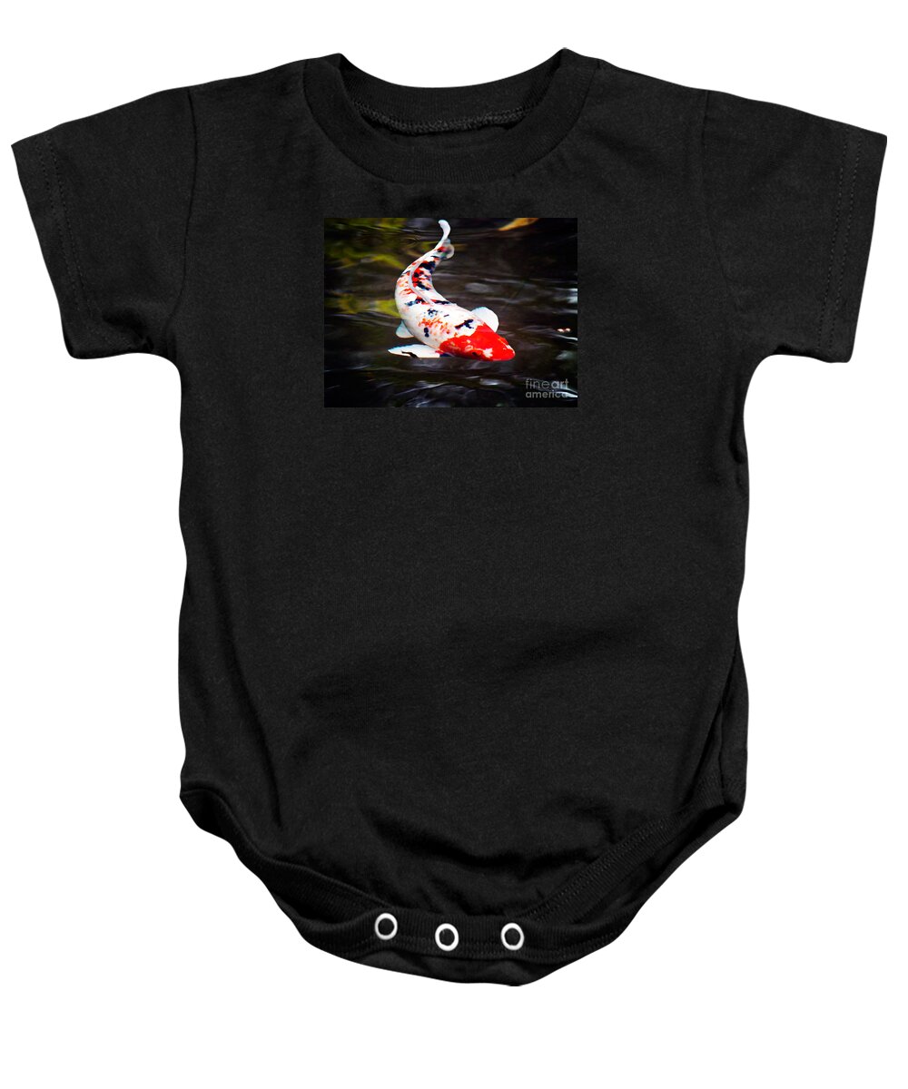 Mixed Media Baby Onesie featuring the mixed media Koi by Patricia Griffin Brett