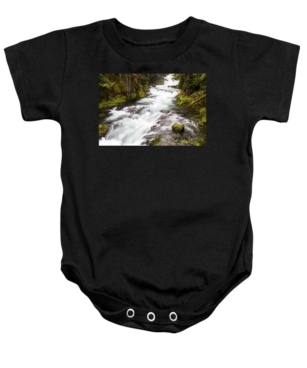 Koosah Falls Baby Onesie featuring the photograph Koosah Falls Cascades by John Daly