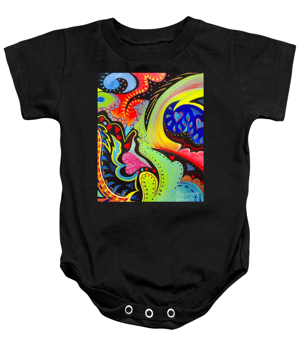 Abstract Art Baby Onesie featuring the painting Lady Love by Nancy Cupp