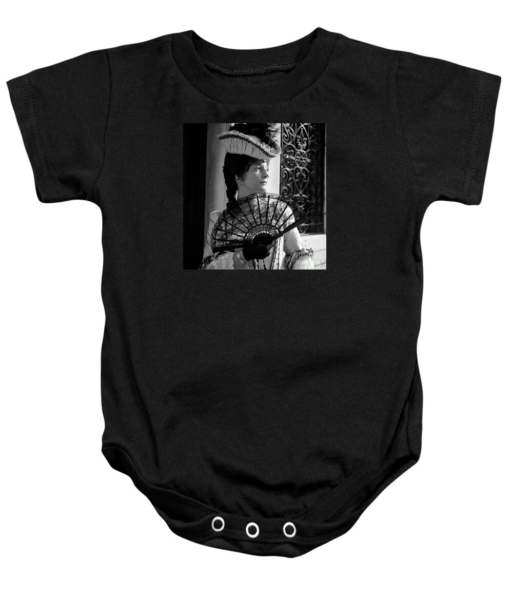 Venezia Baby Onesie featuring the photograph Lady with fan by Riccardo Mottola