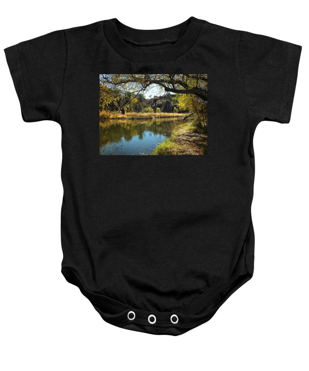 Marsh Baby Onesie featuring the photograph Lake View by Lucinda Walter
