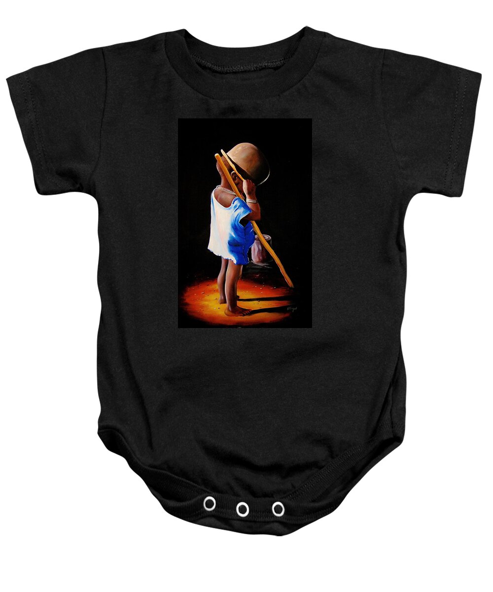 African Paintings Baby Onesie featuring the painting Last of the Stew by Chagwi