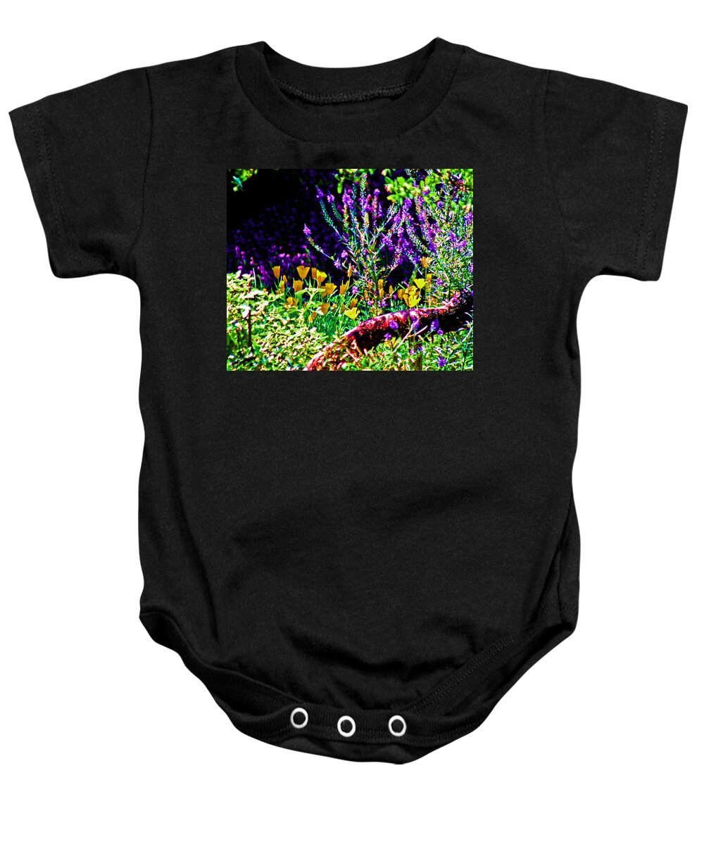 Lavender And Gold Baby Onesie featuring the digital art Lavender and Gold by Joseph Coulombe