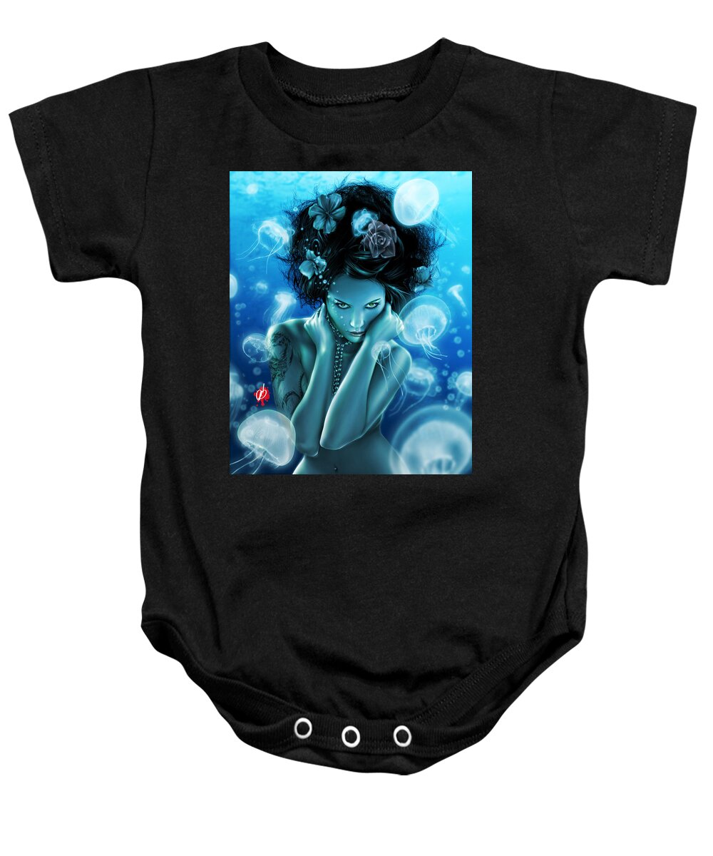 Pete Baby Onesie featuring the painting Leviathan by Pete Tapang